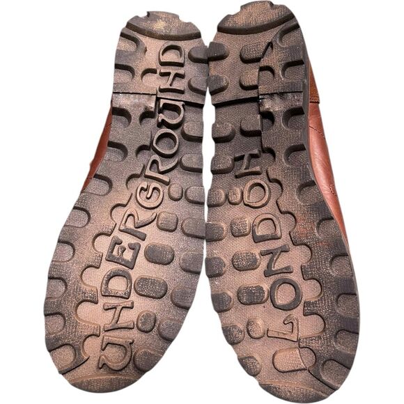 LONDON UNDERGROUND Punk Ankle Boots Lace Up Oil Rubbed Brown Leather Chunky Sole - Picture 10 of 11